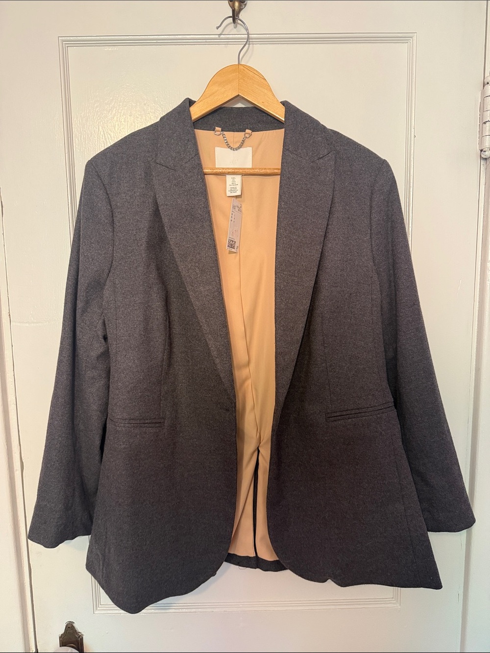 H&M Charcoal Gray Blazer with Tan Lining